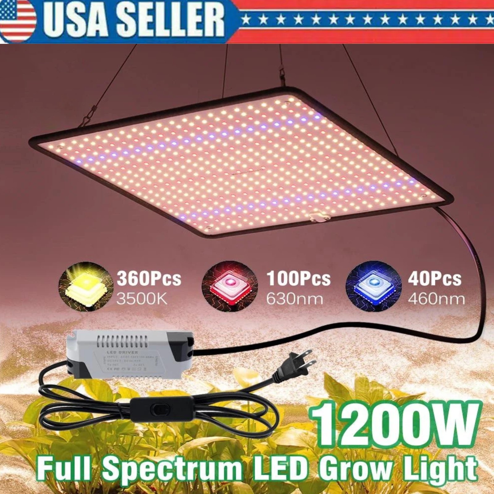 Full Spectrum 1200W LED Grow Light for Indoor Plant Growth 4x4 ft Coverage Area gallery