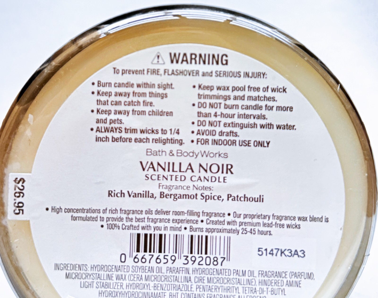 1 Bath & Body Works VANILLA NOIR MEN Large 3-Wick Scented Candle 14.5 oz gallery