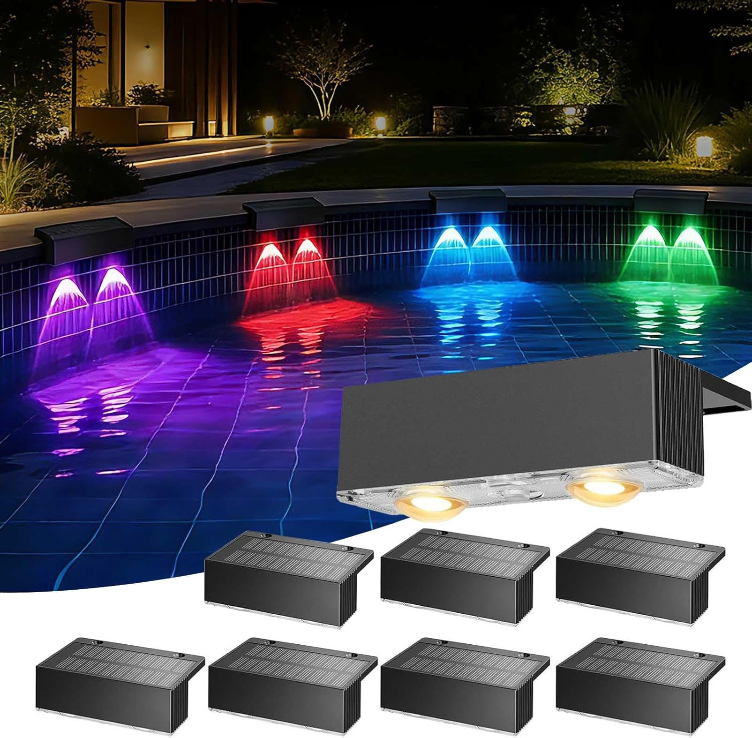 4 Pack Solar Pool Lights for above Ground Pools, Swimming Inground Pool LED Ligh gallery