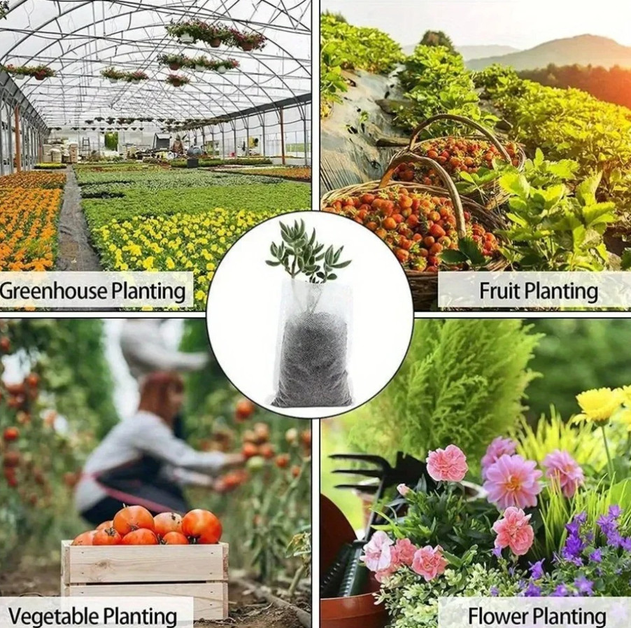 100pcs Biodegradable Seedling Grow Bags Non Woven Nursery Pots Set - NEW gallery