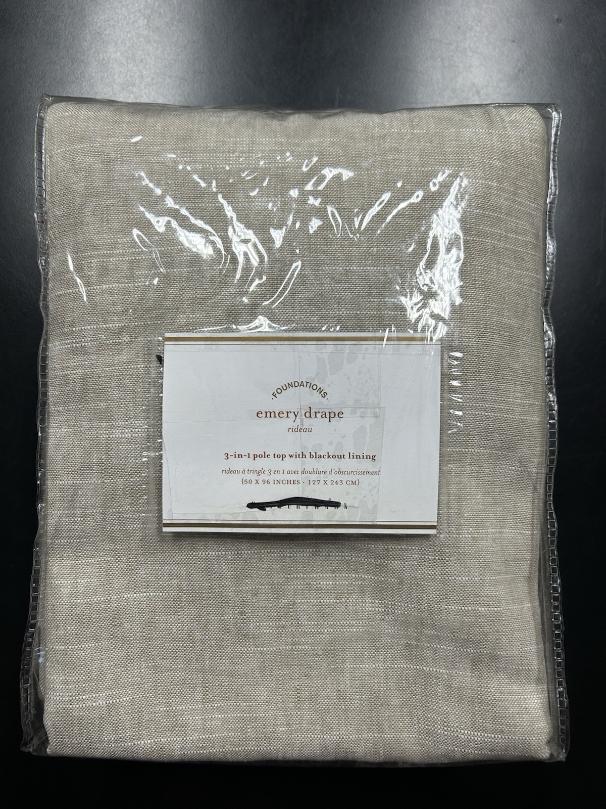 Pottery Barn Emery Linen Curtain Panel Drape Oatmeal Beige 96x50 Blackout Lining gallery
