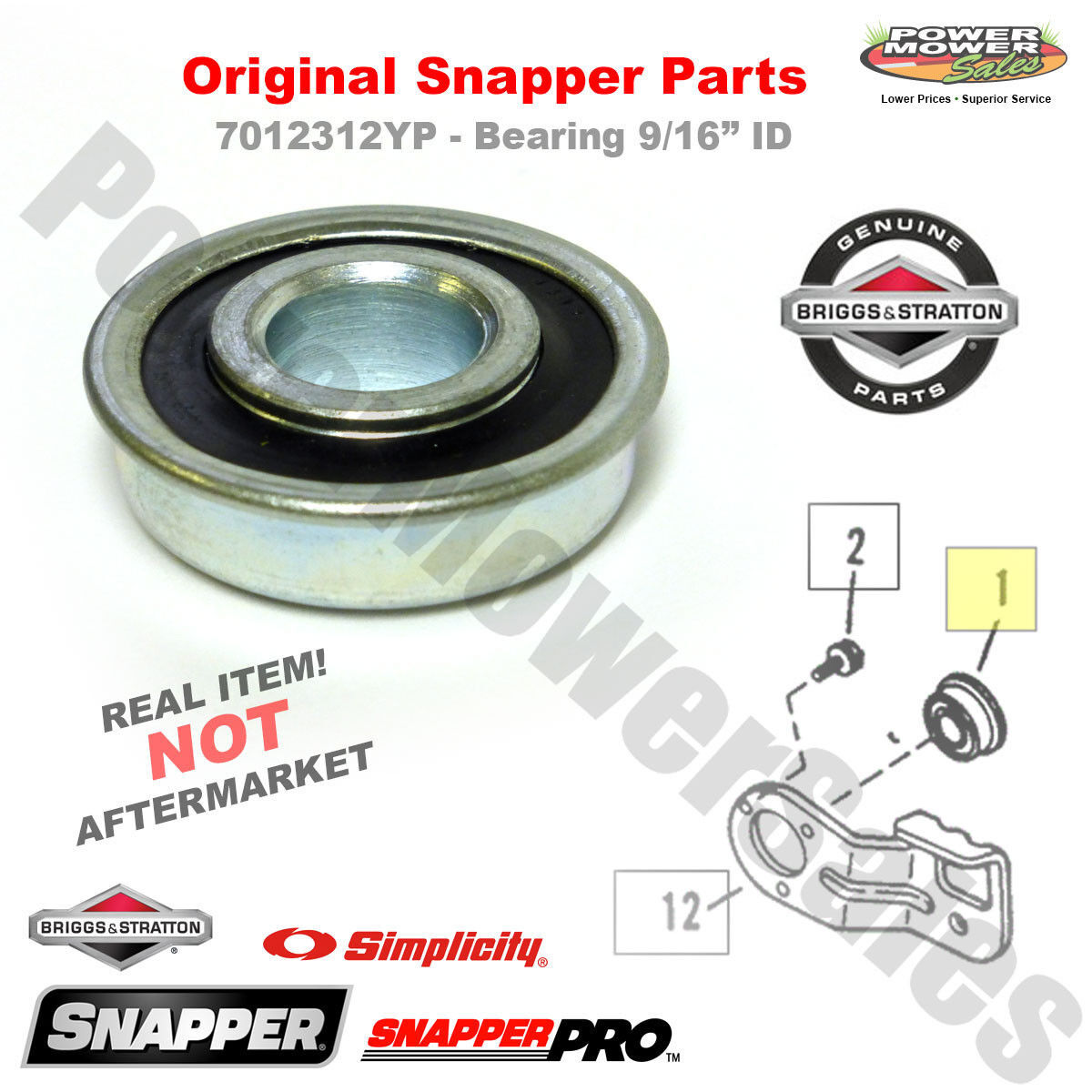 7012312YP - Snapper Bearing 9/16" ID for Rear Wheel Bracket - Original Snapper gallery
