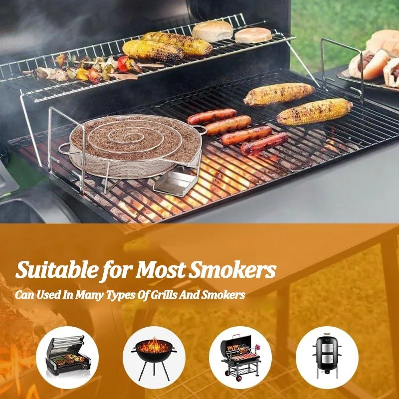 BBQ Cold Smoke Generator Stainless Steel Wood Dust Hot Chip Smoking Box Tools gallery