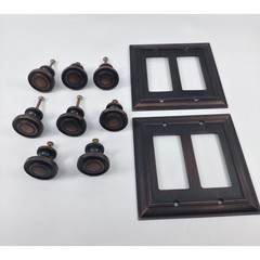 State Star Corp Oil Rubbed Bronze Double Rocker Switch Plates and Knobs Set 10pc