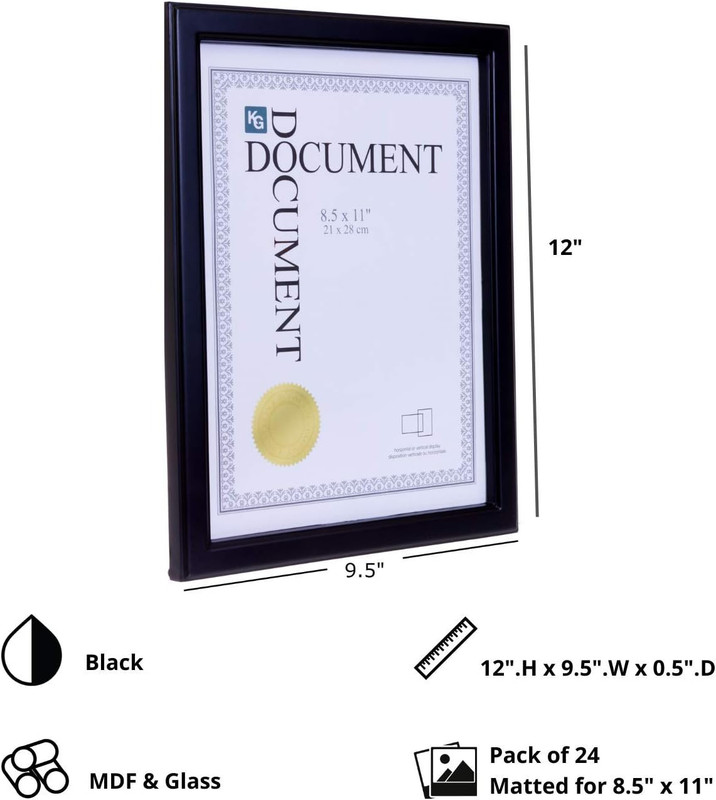 KG Caspian Document Frame - Black, 8.5" x 11", 24-Pack gallery