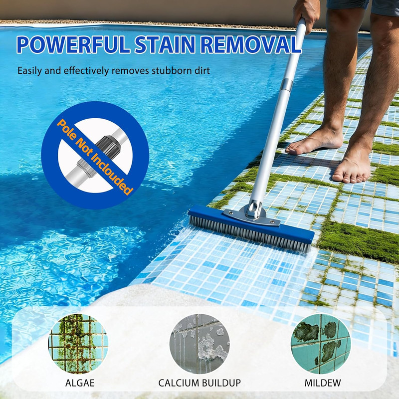 10-Inch Pool Brush Head - Combo Nylon & Stainless Steel Wire Bristles, Heavy Dut gallery