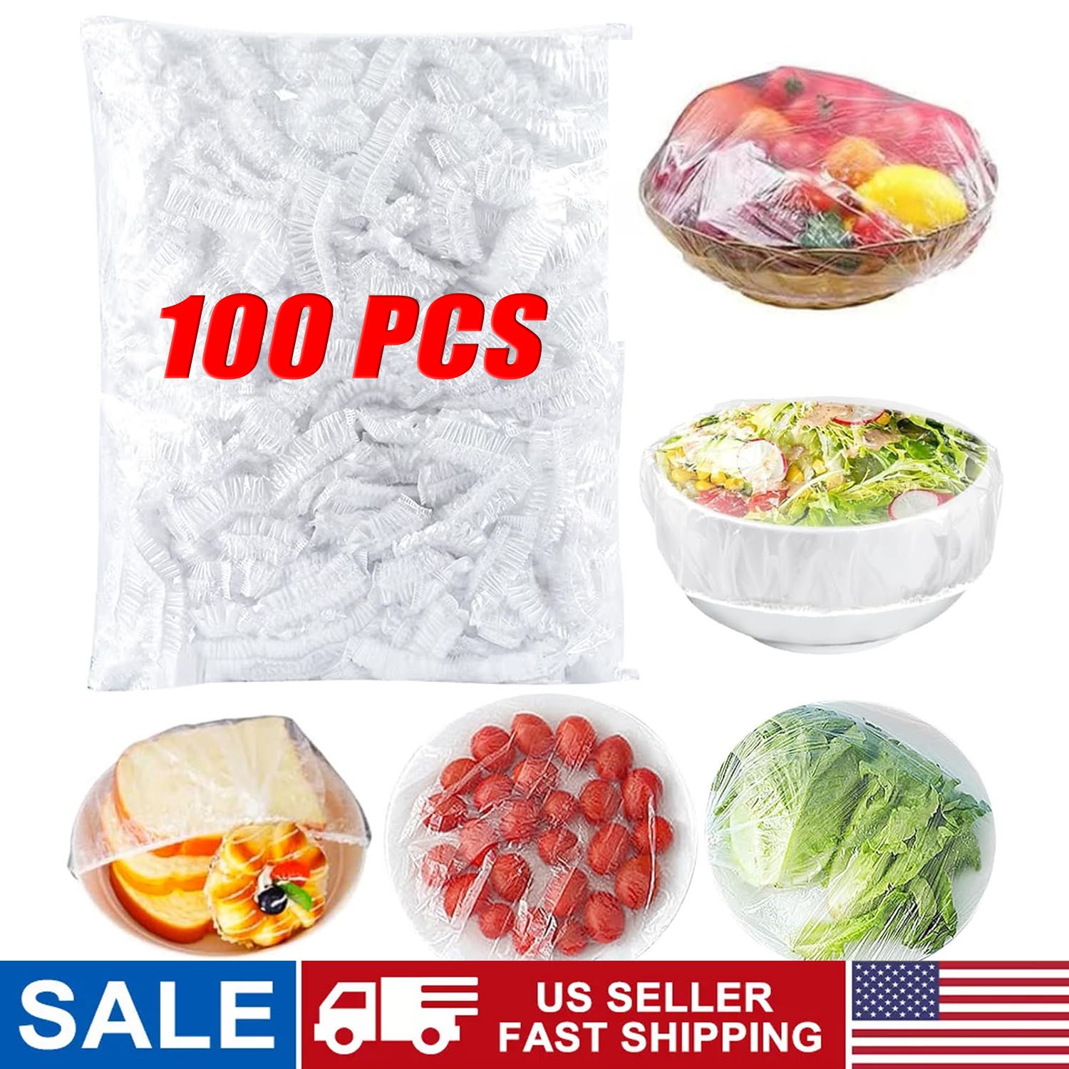 100Pcs Food Cover Disposable Plastic Wrap Elastic Food Covers For Fruit Bowl Cup gallery