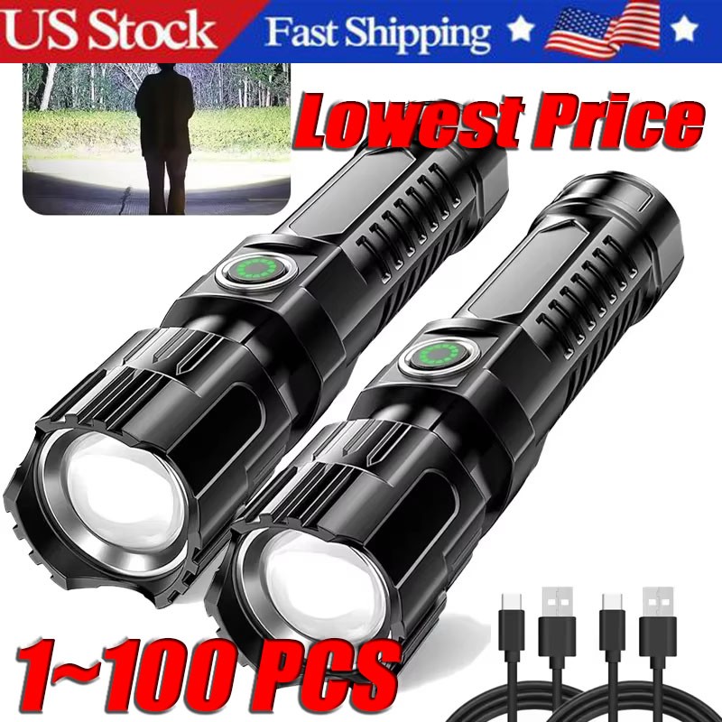 Mini Rechargeable LED Flashlight Tactical Police Super Bright Torch Zoomable Lot gallery