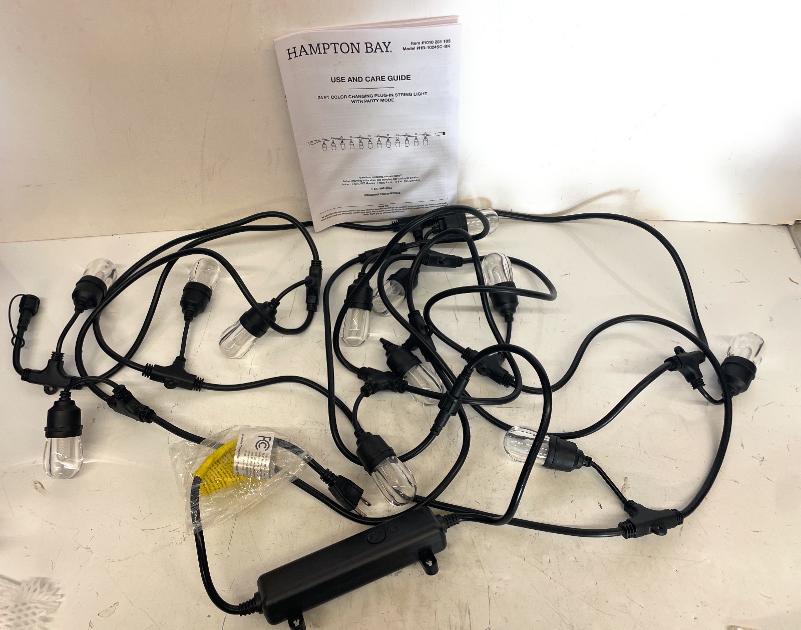 Hampton Bay Changing Plug-in LED RGBW String Light, 24FT, HB-1024SC-BK gallery