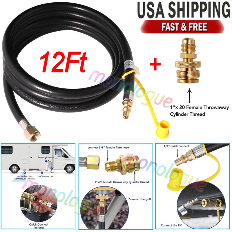 1/4" Quick Connect Hose/ Fitting, 12 Ft Propane Quick Connect Hose for RV to Gas gallery