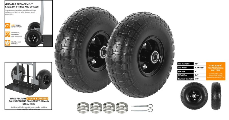 Flat-Free 10-Inch Solid Tire Wheels with Sawtooth Tread for All-Terrain Use gallery