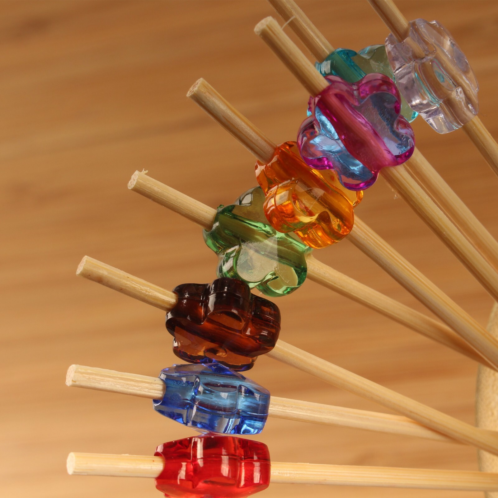 4.7" Acrylic Clear Flower End Bamboo Cocktail Fruit Sandwich Picks Skewers gallery