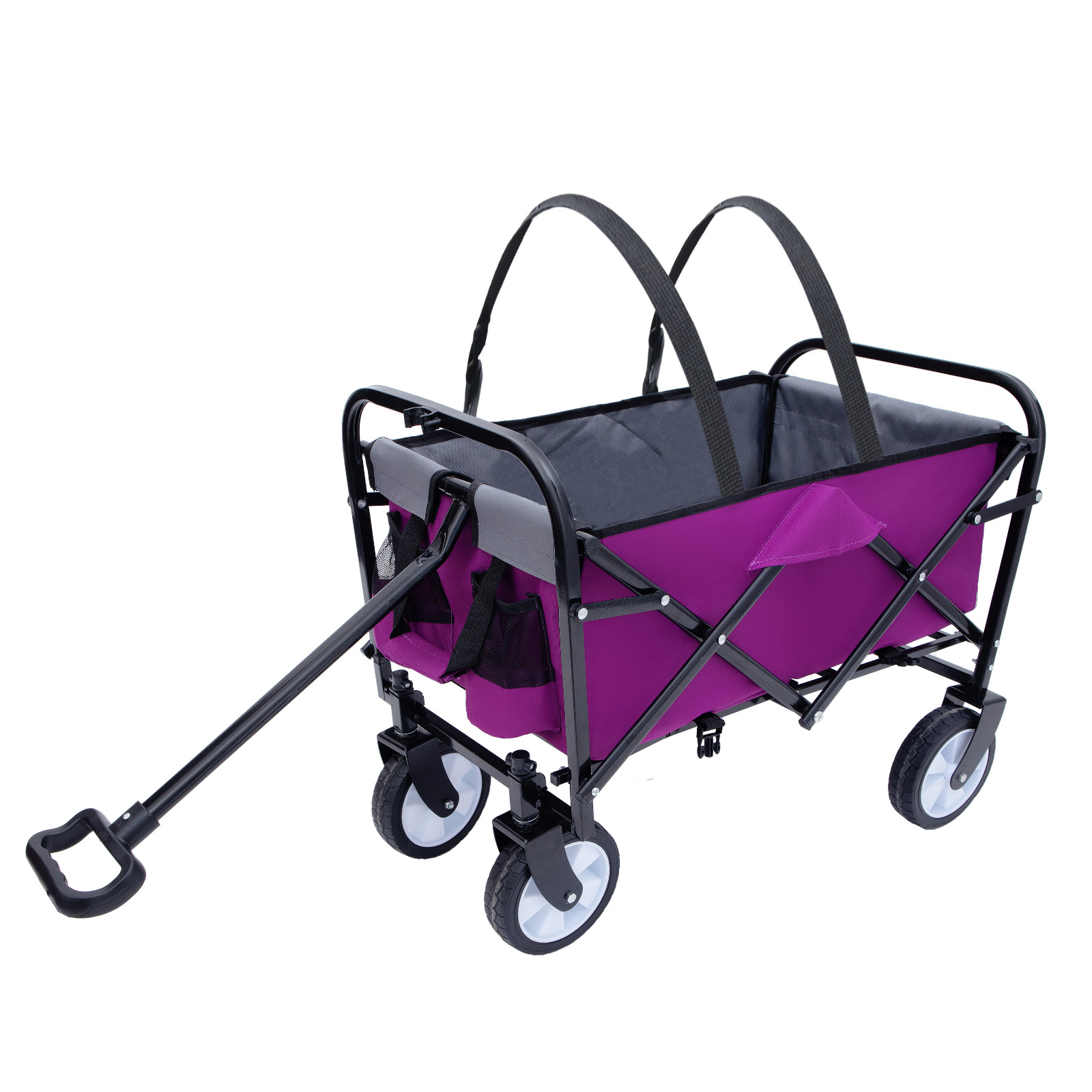 Purple Foldable Wagon Cart - Strapping System, 225lbs Capacity, Beach/Camping gallery