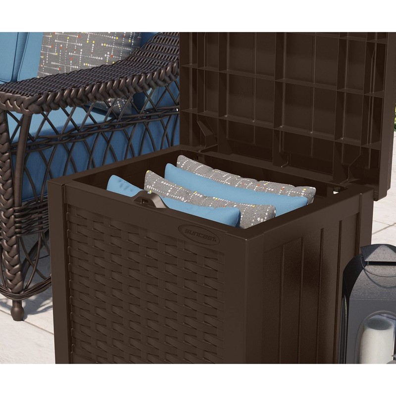Suncast 2 Pack 22-Gallon Small Deck Box - Lightweight Resin 2 Pack, Java gallery