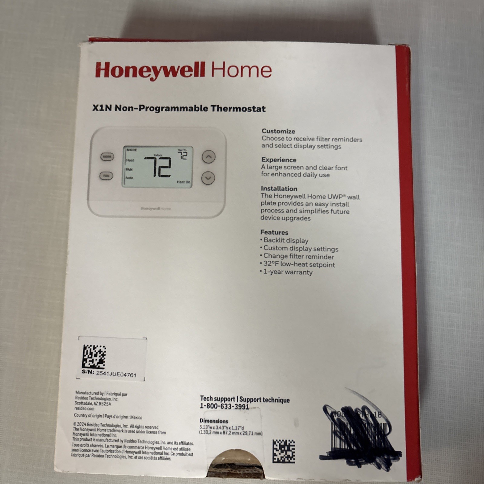 Honeywell Home X1N Non-Programmable Thermostat Single-Stage 1-Heat/1-Cool gallery