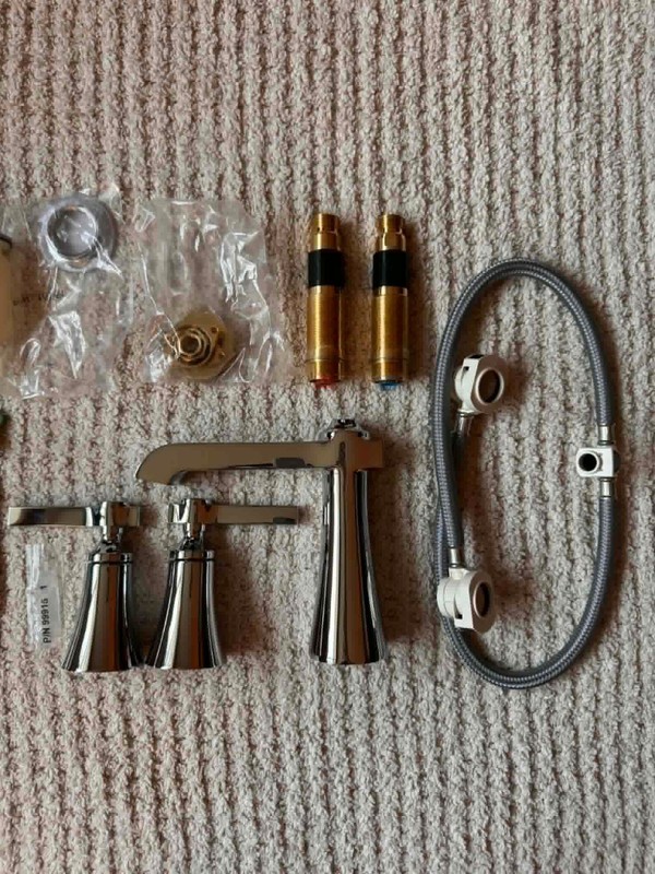 Moen TVS6984 Flara Chrome 2 Handle Widespread Bathroom Faucet Valve Included gallery