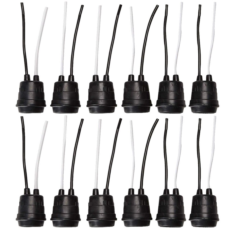 Waterproof Lamp Socket 12 Pack Black Pigtail Lamp Holder Socket E27 gallery