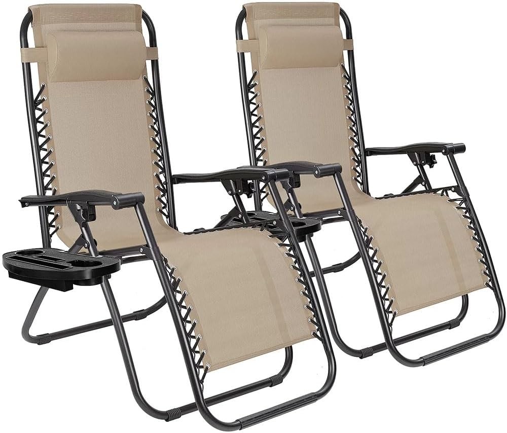 Zero Gravity Chair Camp Reclining Lounge Outdoor Lounge Patio Chair 2 Pack gallery