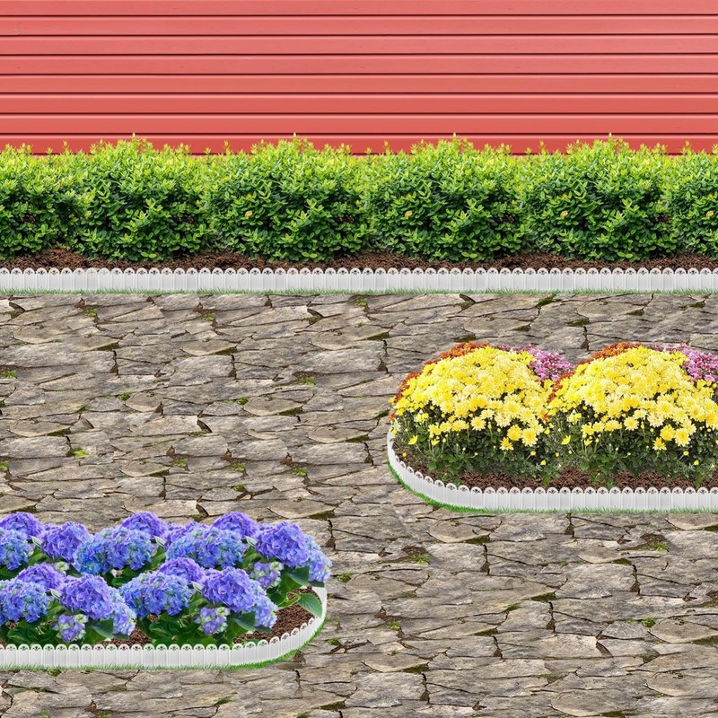 Connectable Garden Landscape Edging - 6.5ft No Dig Lawn Border, 10 White Panels gallery