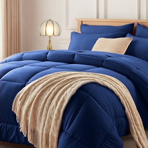 Comforter Set Blue - Bed in a Bag Size 7 Pieces, All Queen Blue - Square gallery