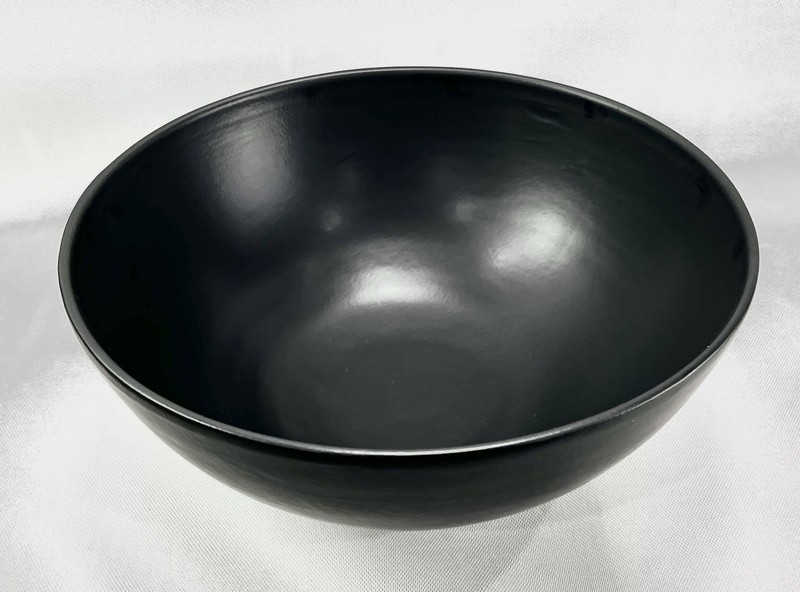 Large 16" Matte Black Ceramic Sculptural Centerpiece Bowl Modern Home Decor gallery
