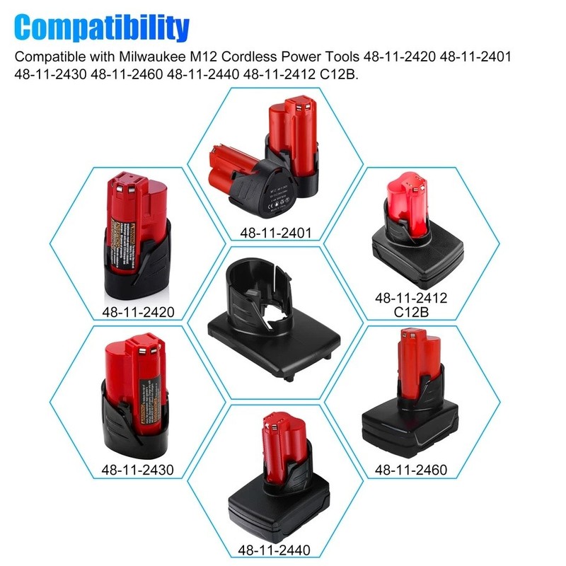 5Pcs Battery Plastic Case Top Shell Cover for Milwaukee M12 Cordless Power Tools gallery