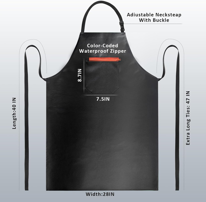 Waterproof Apron, Heavy Duty Extra Long Rubber Vinyl Aprons with Pocket for Men, gallery