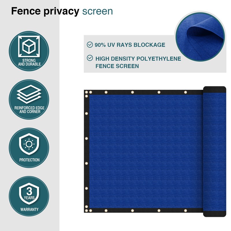 12ft Blue Privacy Fence Screen Heavy Duty 180GSM Mesh Net Cover Custom Length gallery