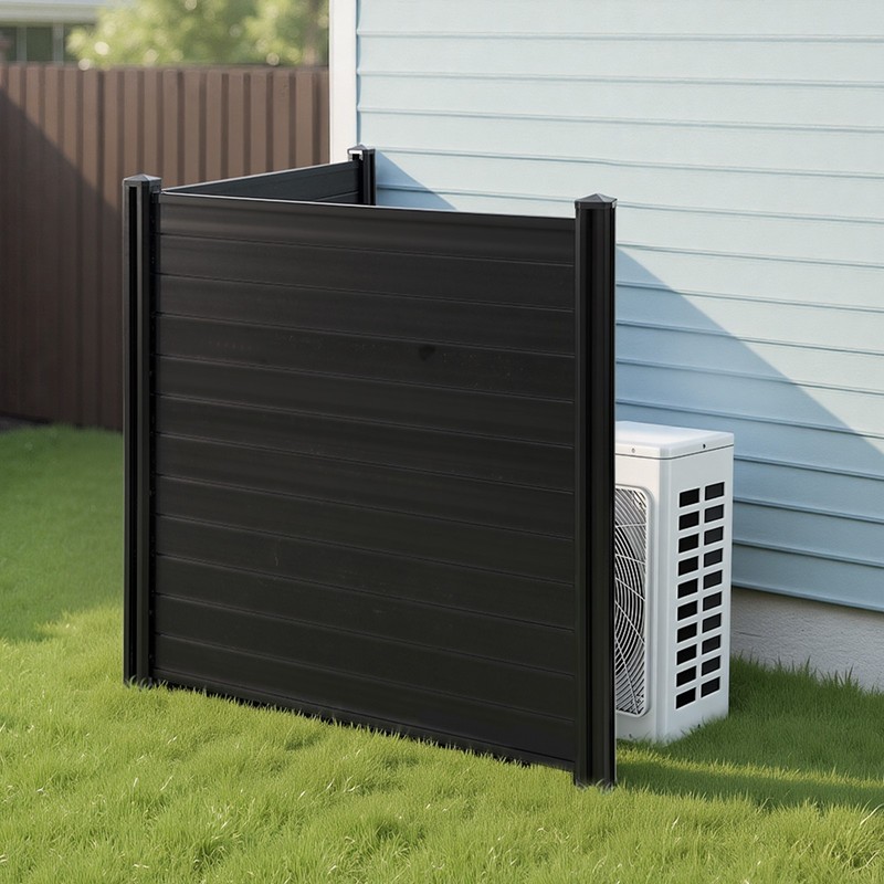 VEVOR 2 Panels Vinyl Privacy Screen with Galvanized Metal Stakes 48x48 in Black gallery