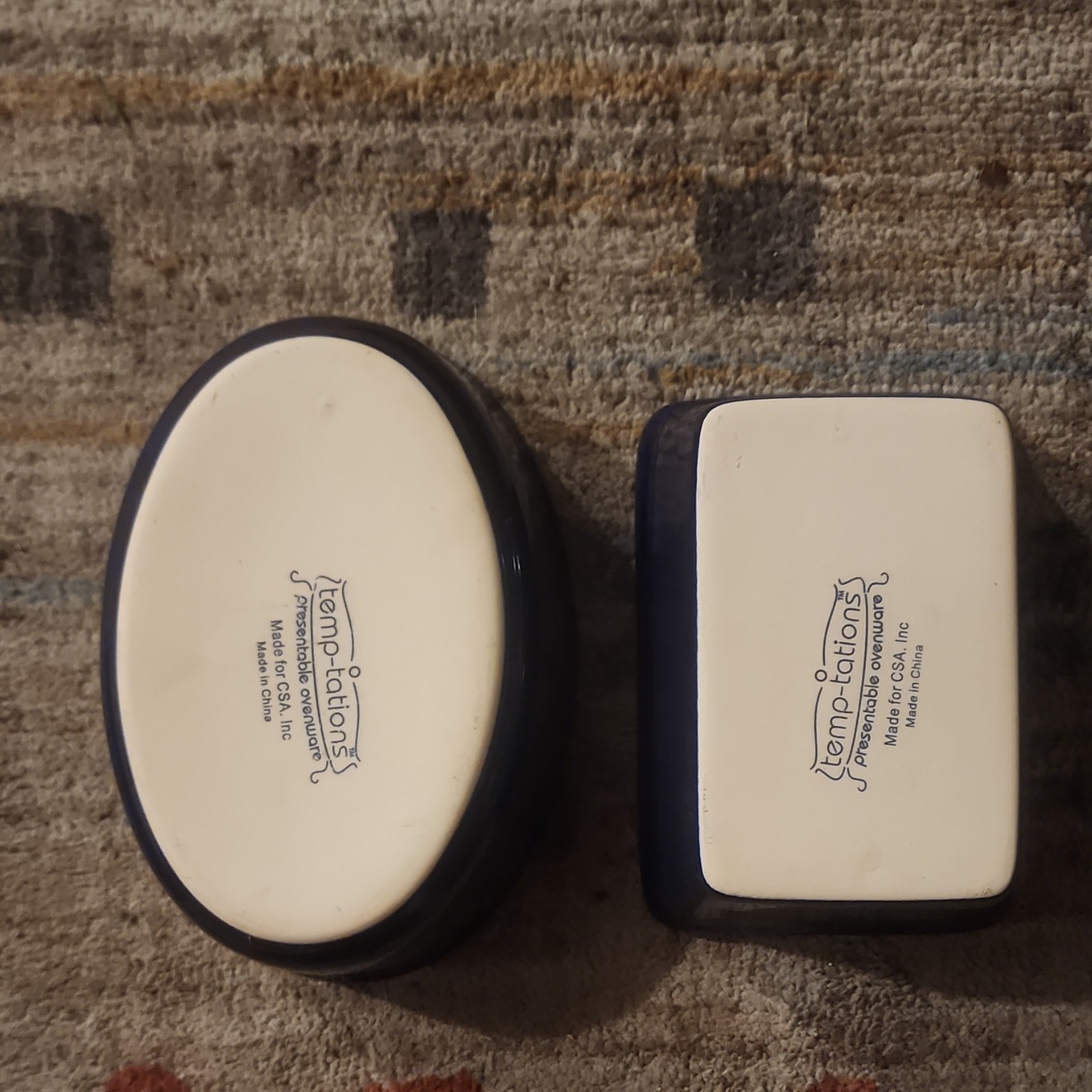 Temp-tations Presentable Ovenware Blue Ceramic Baking Dish Set Oval & Rectangle gallery