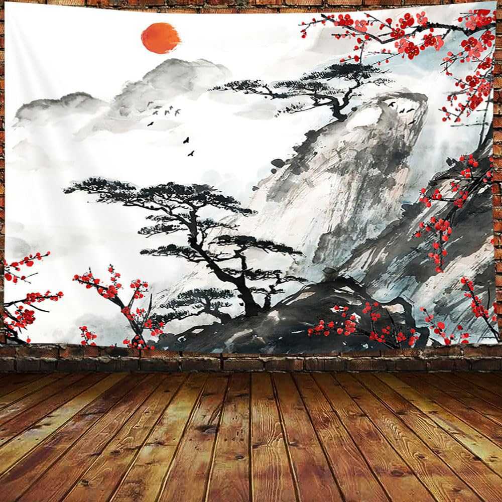 Ink Art Landscape Extra Large Tapestry Wall Hanging Posters Background Drawing gallery
