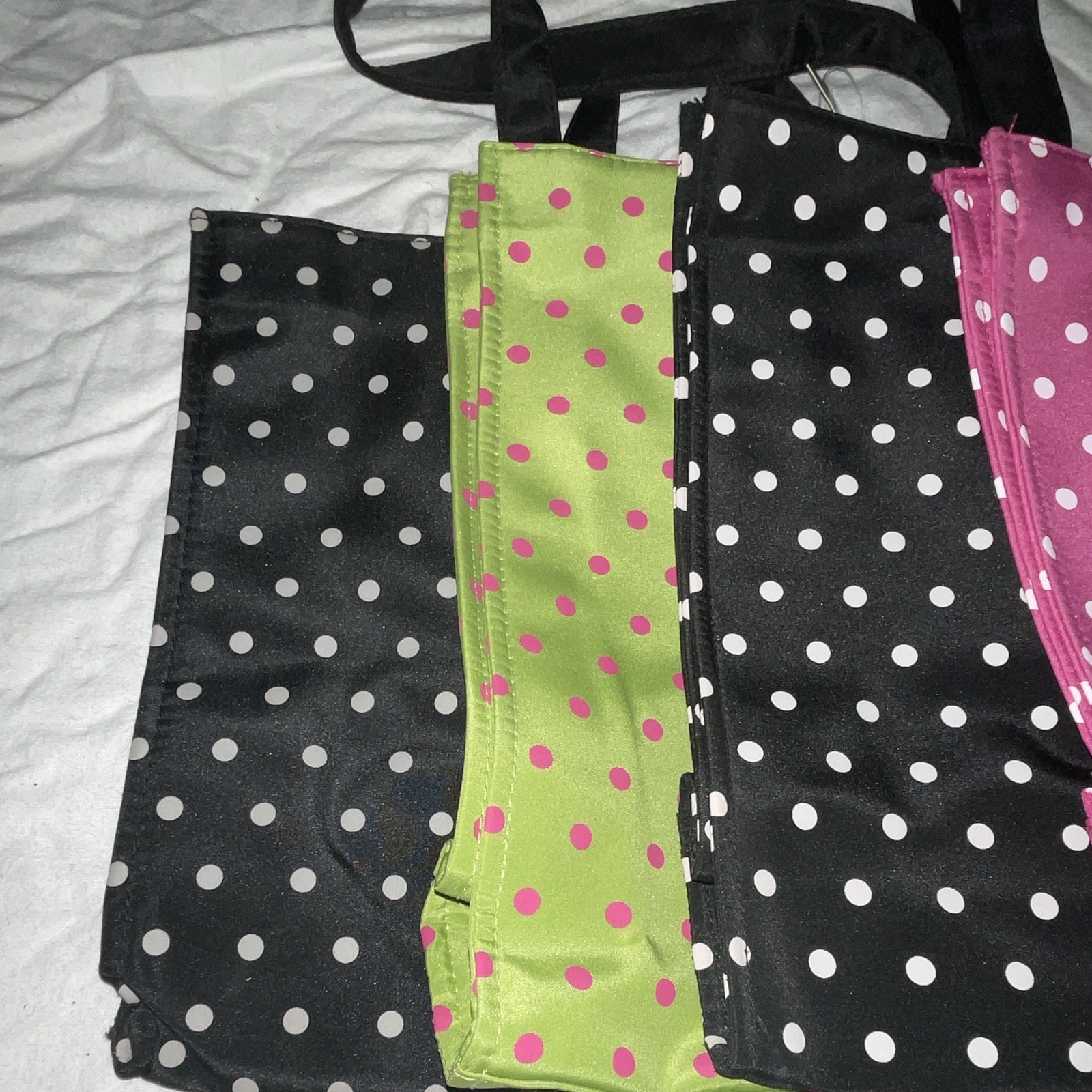 Patty Reed Happy Sack Polka Dot Tote Bags Set of 4 Large Foldable Zip Pocket gallery