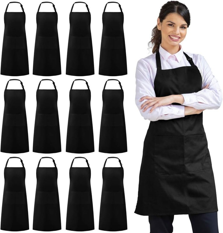Kitchen Chef Bib Apron Cooking 2 Pockets Waterproof Butcher Catering Restaurant gallery