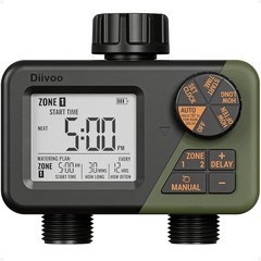 Diivoo Sprinkler Timer 2 Zone, Programmable Water Hose Timer 2 Outlet for Gar…