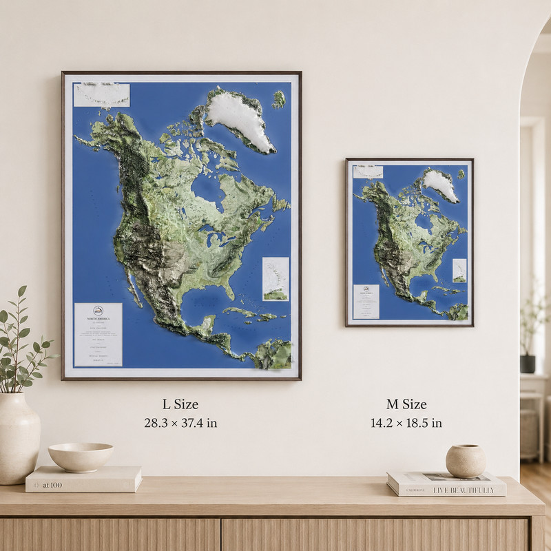Real 3D raised relief map of North America - with touchable mountain peaks. gallery