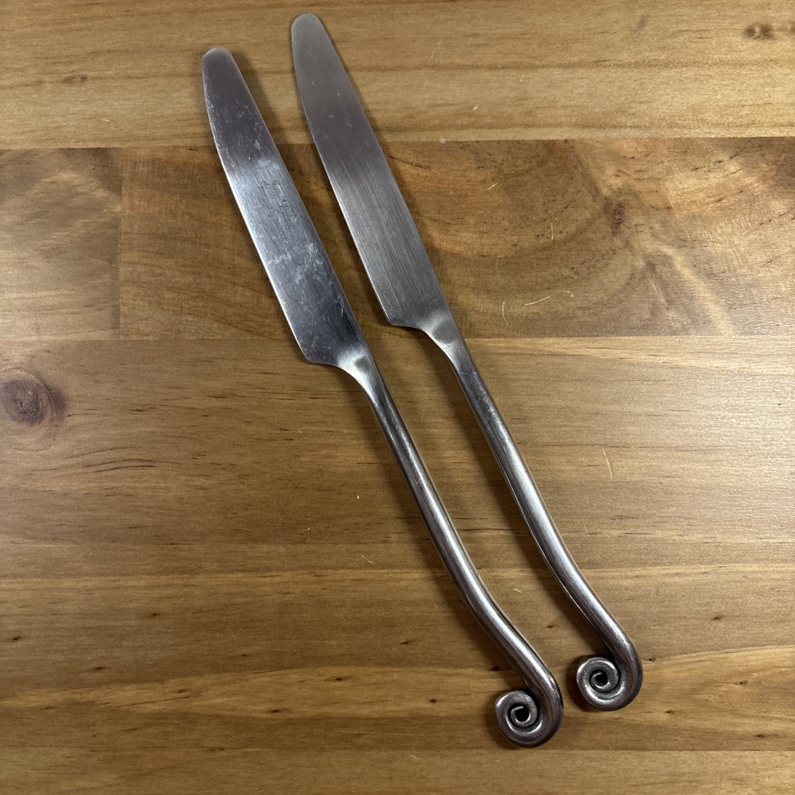 2 Pottery Barn STYLE Fiddlehead Glossy Knife Coiled 8.75" gallery