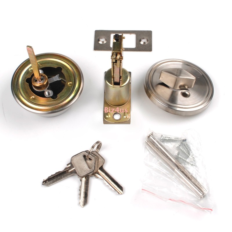 Single Sided Deadbolt Lock Entry Keyed Cylinder 3 Keys Exterior Door Satin Brass gallery