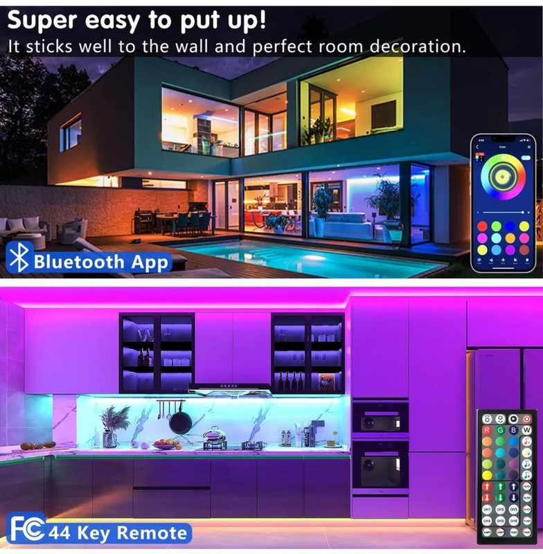 100 Ft LED Strip Lights, Smart Light with App Remote Control, RGB LED 1Roll100Ft gallery