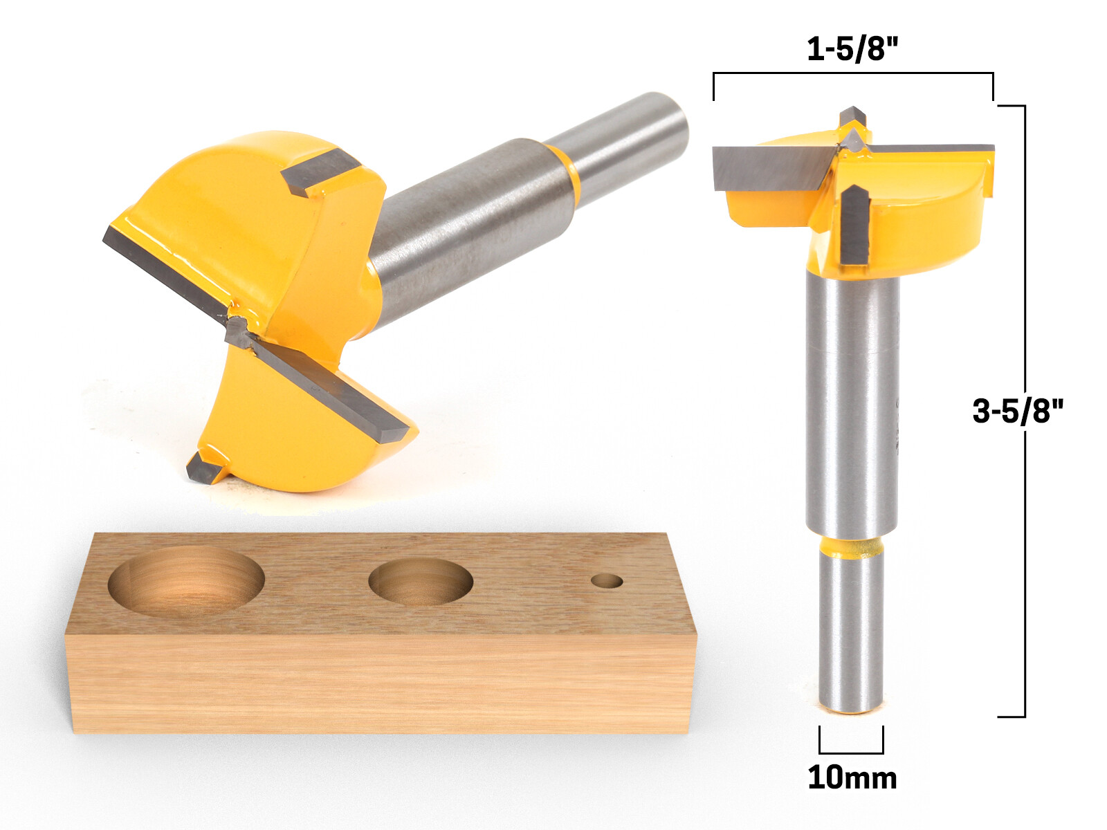 1-5/8" Diameter Carbide Forstner Drill Bit - 10mm Shank - Yonico 43047C gallery