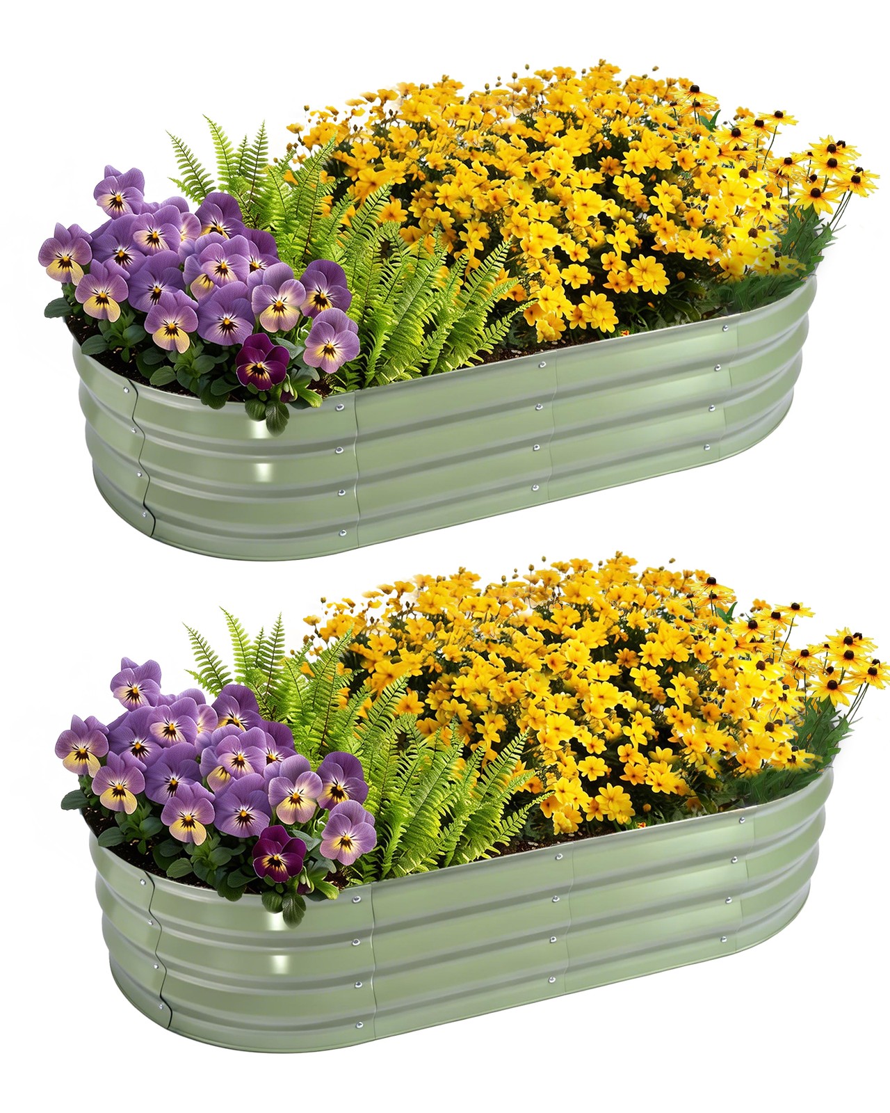 2 Pack Galvanized Raised Garden Bed Outdoor 4x 2 x 1 ft Metal Planter Box Green gallery