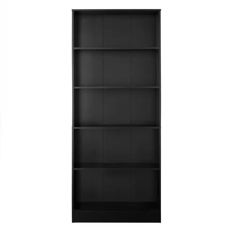 71 In. Black 5-Shelf Basic Bookcase with Adjustable Shelves gallery