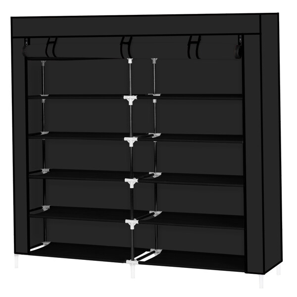 Portable Shoe Rack 7 Tiers Storage Closet Fabric Cover Organizer Cabinet Black gallery