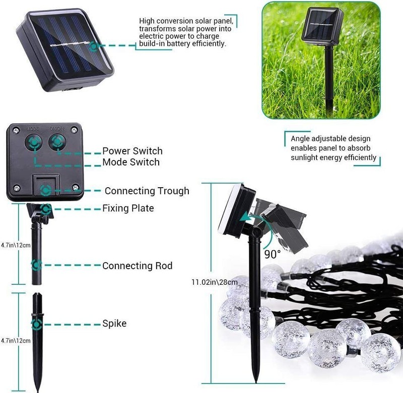 Solar Powered 30 LED String Light Garden Path Yard Decor Lamp Outdoor Waterproof gallery