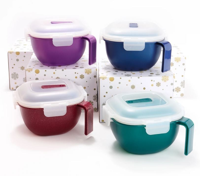 LocknLock S/4 Instant Cook Mugs w/ Vented Lids & Gift Boxes K96667 Jewel Tone gallery