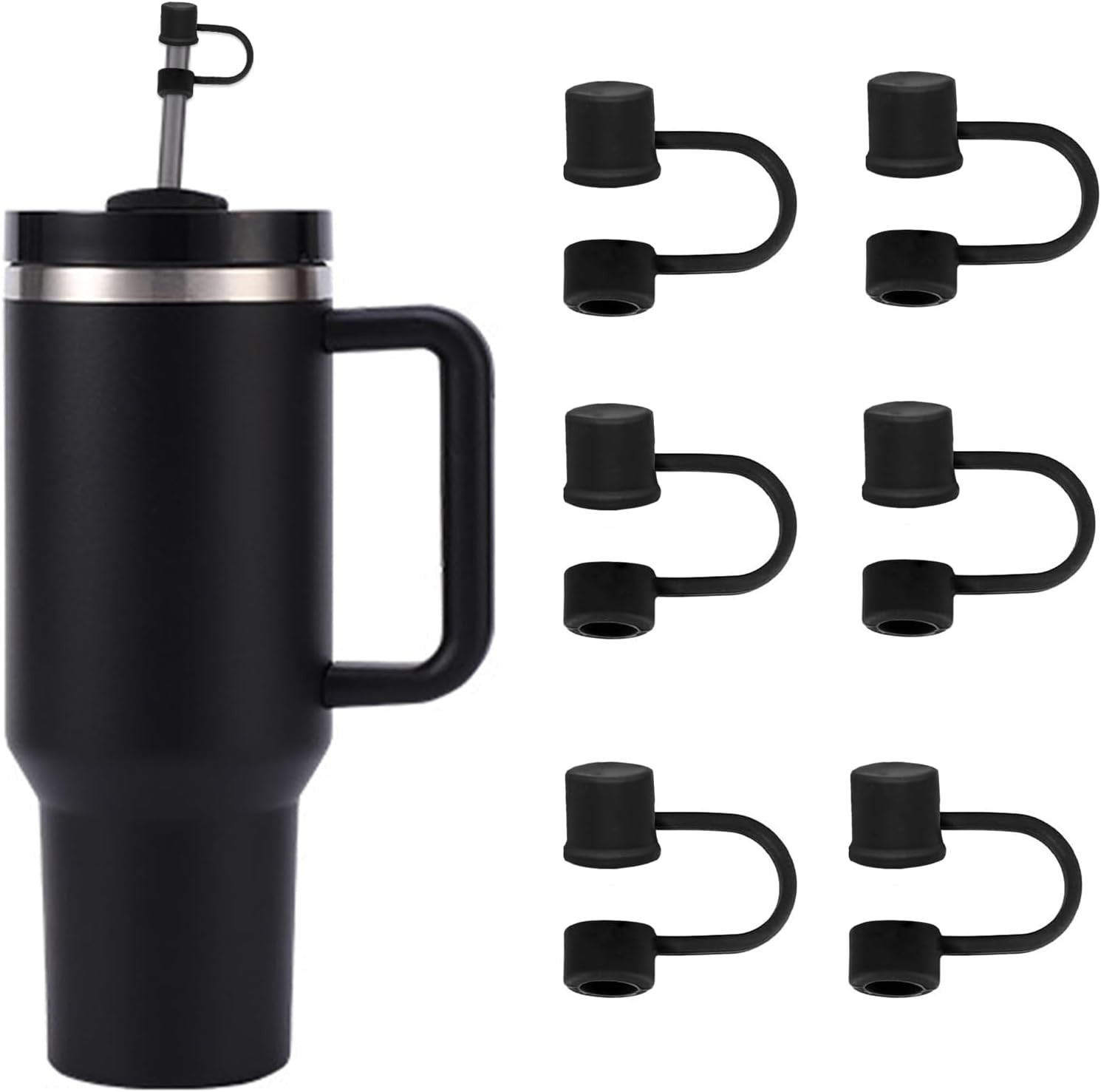 6PCS Silicone Straw Covers Cap Compatible with Stanley Cup 30-40 oz Tumbler with gallery