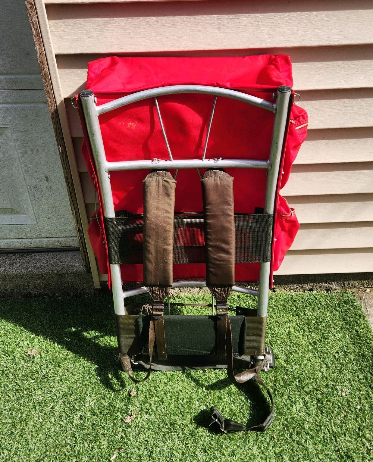 Vintage KELTY External Frame Hiking Backpack Multi Pocket Red 5