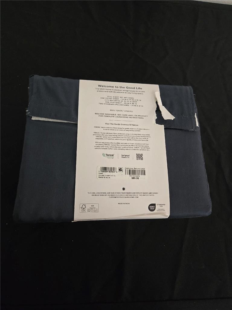 #= UGG Laurel Full Sheet Set 100% Tencel Lyocell Washable Soft Navy NEW gallery