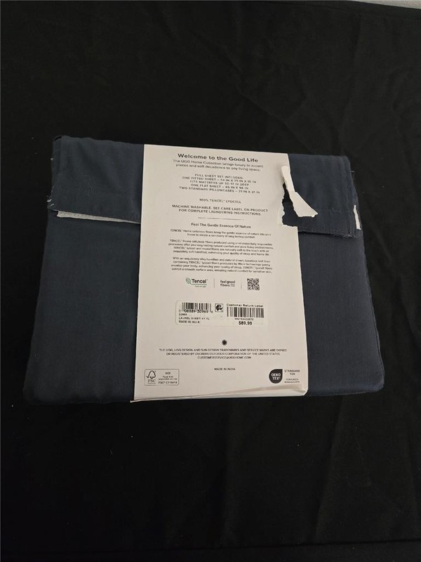 #= UGG Laurel Full Sheet Set 100% Tencel Lyocell Washable Soft Navy NEW gallery