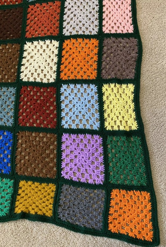 Granny Square Handmade Sofa Throw Afghan Jewel Tone Couch Crochet Fall Autumn gallery