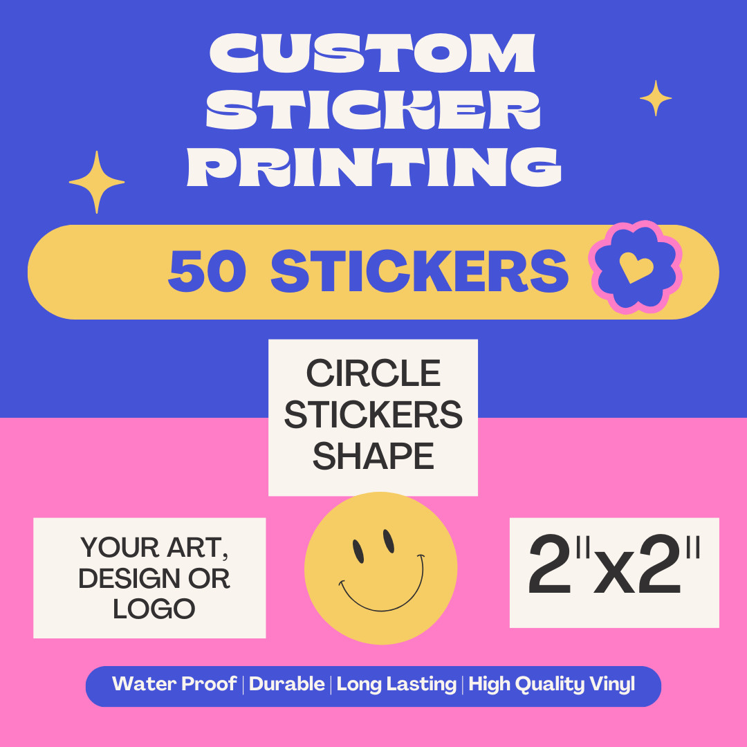 50 2x2 Custom Printed Full Color Outdoor Vinyl Car Bumper Sticker Decal Die Cut gallery